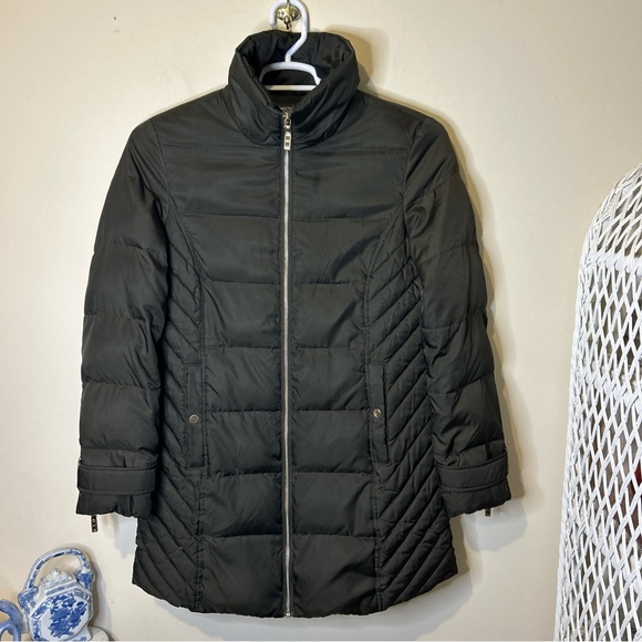 Kenneth Cole Reaction Puffer Coat Women’s Medium Green Down Zipper Casual Winter - Picture 1 of 12